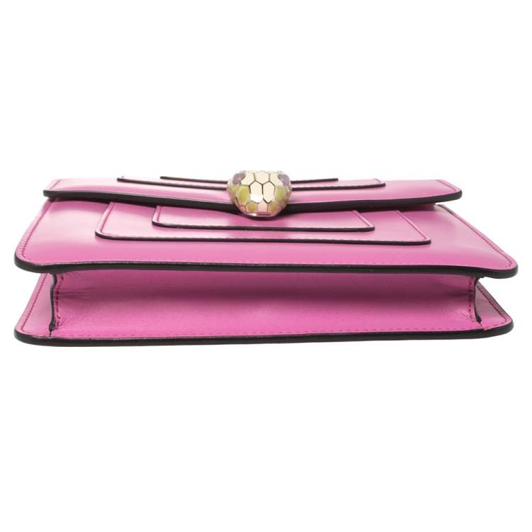 Pre Owned Bvlgari Pink Leather Small Serpenti Forever Shoulder Bag