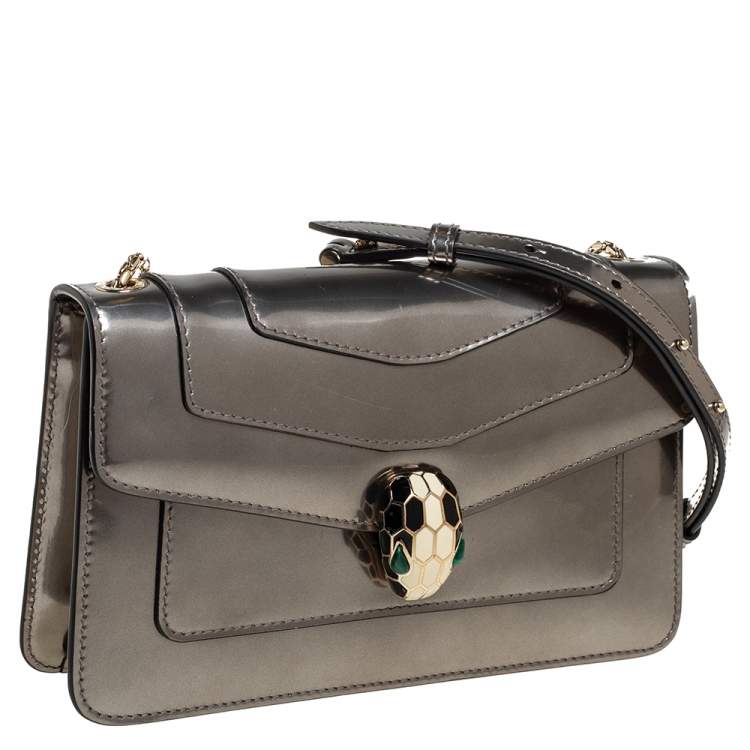 Pre Owned Bvlgari Metallic Leather Serpenti Forever Flap Shoulder Bag