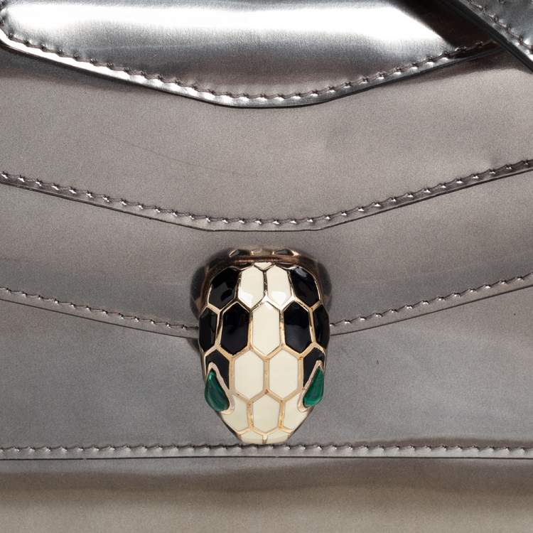 Pre Owned Bvlgari Metallic Leather Serpenti Forever Flap Shoulder Bag