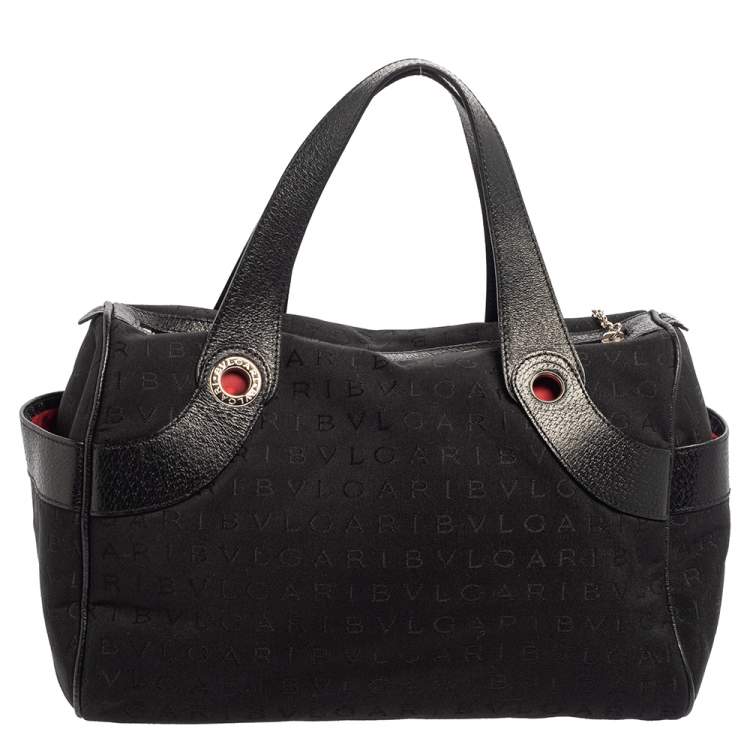 Pre Owned Bvlgari Black Monogram Canvas and Leather Satchel
