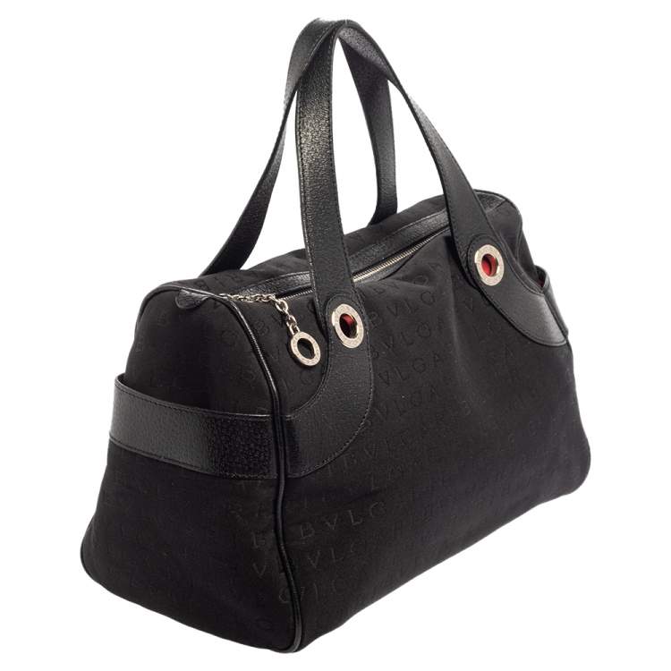 Pre Owned Bvlgari Black Monogram Canvas and Leather Satchel