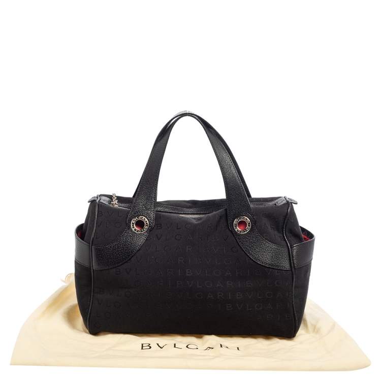 Pre Owned Bvlgari Black Monogram Canvas and Leather Satchel
