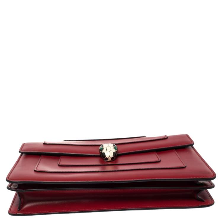 Pre Owned Bvlgari Dark Red Leather Medium Serpenti Forever Shoulder Bag
