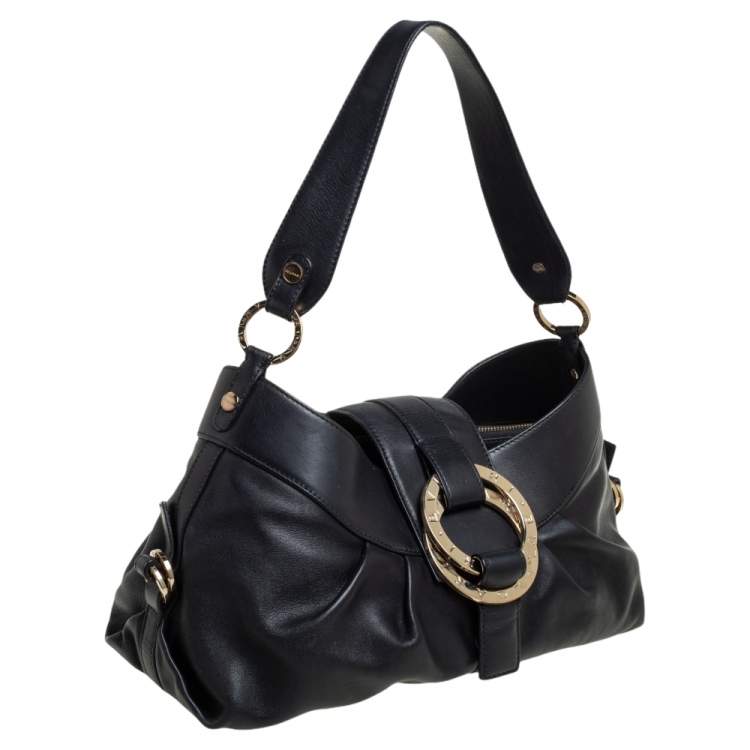 Pre Owned Bvlgari Black Leather Chandra Hobo