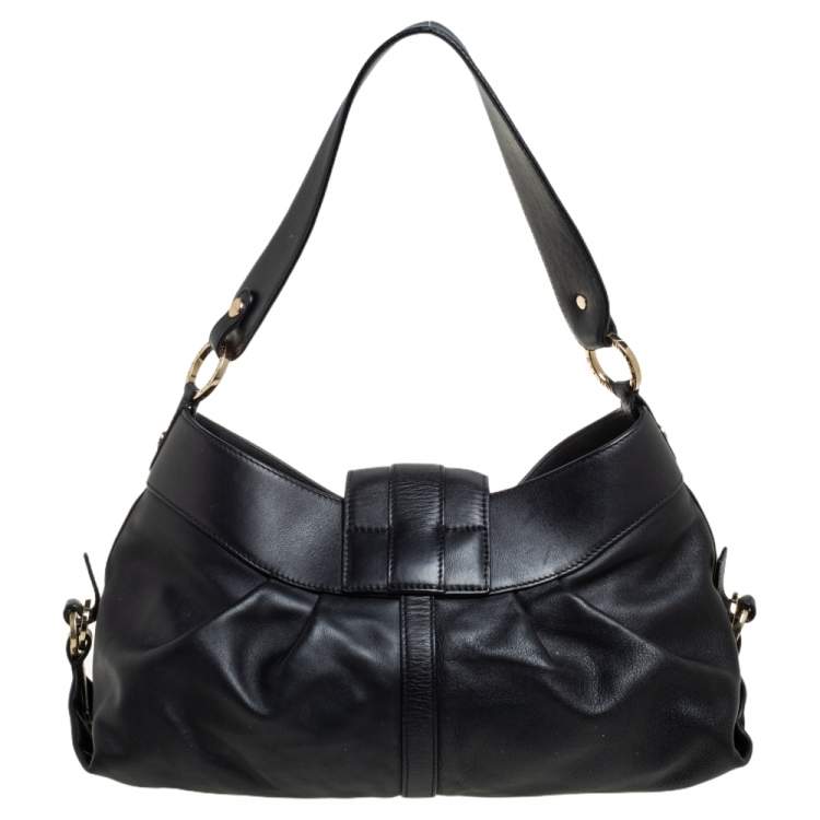 Pre Owned Bvlgari Black Leather Chandra Hobo