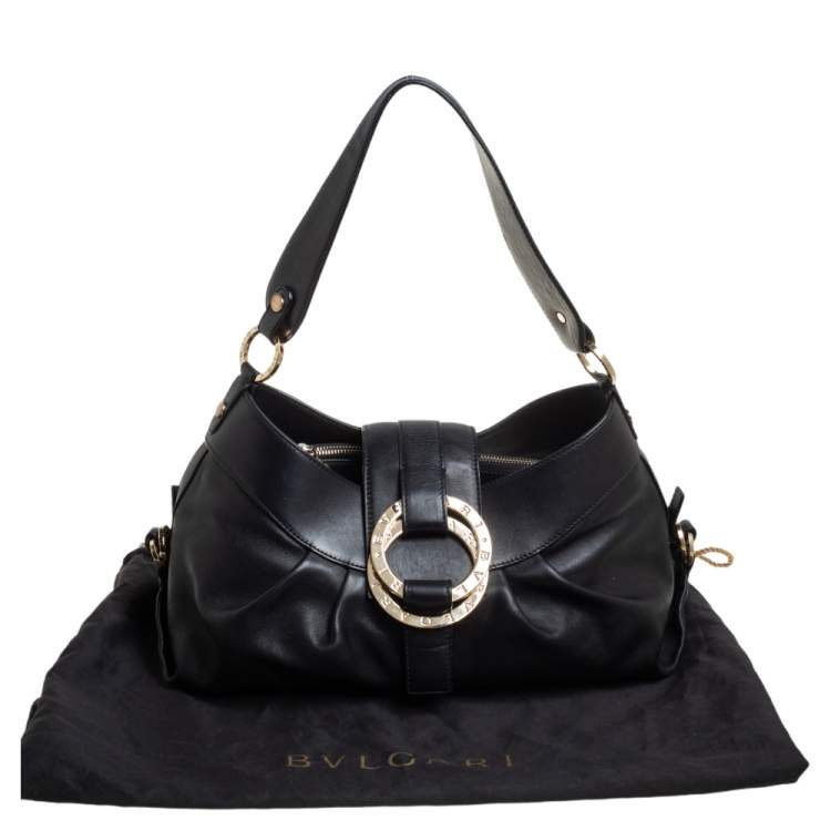 Pre Owned Bvlgari Black Leather Chandra Hobo