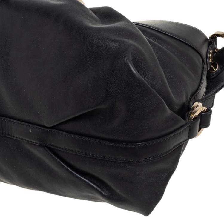 Pre Owned Bvlgari Black Leather Chandra Hobo