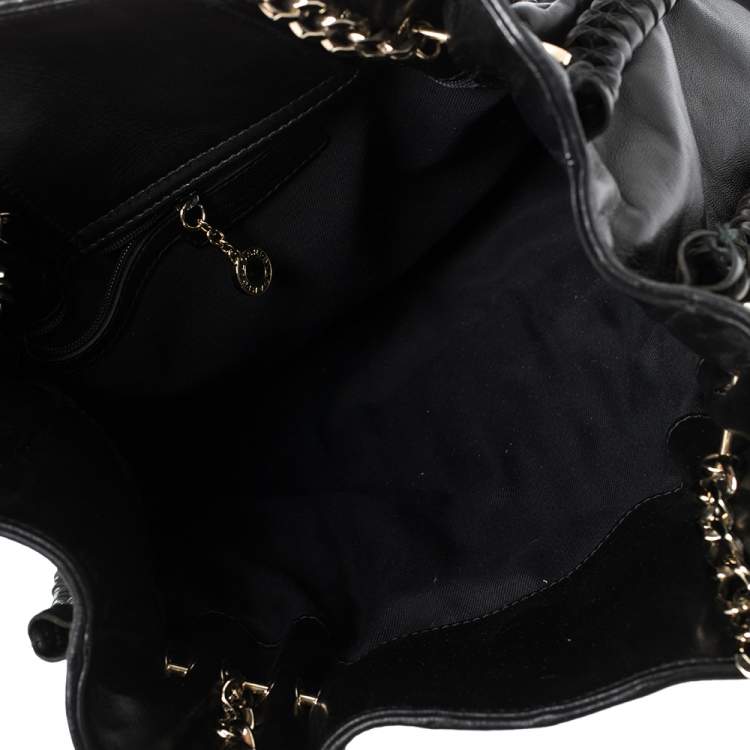 Pre Owned Bvlgari Black Matelassé Leather Twistino Tina Tote