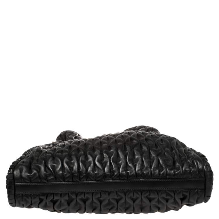 Pre Owned Bvlgari Black Matelassé Leather Twistino Tina Tote