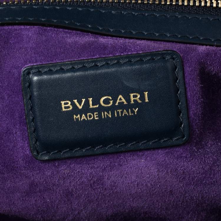 Pre Owned Bvlgari Blue Leather Serpenti Scaglie Bowler Bag