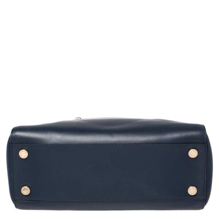 Pre Owned Bvlgari Blue Leather Serpenti Scaglie Bowler Bag