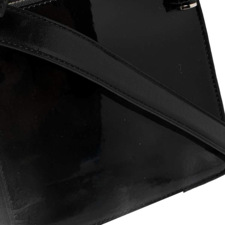 Pre Owned Bvlgari Black Leather and Patent Leather Serpenti Scaglie Tote