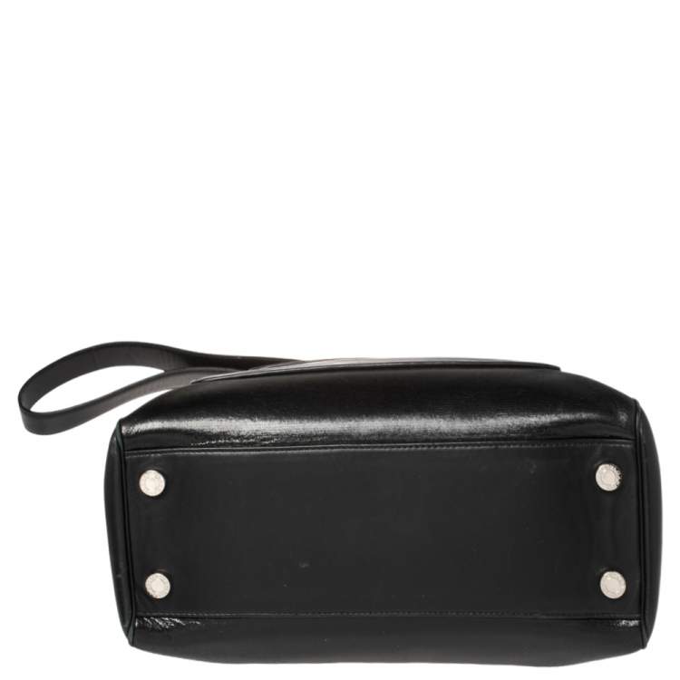 Pre Owned Bvlgari Black Leather and Patent Leather Serpenti Scaglie Tote