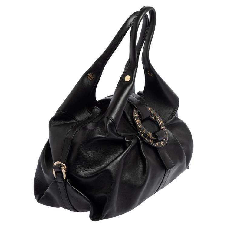Pre Owned Bvlgari Black Leather Chandra Hobo