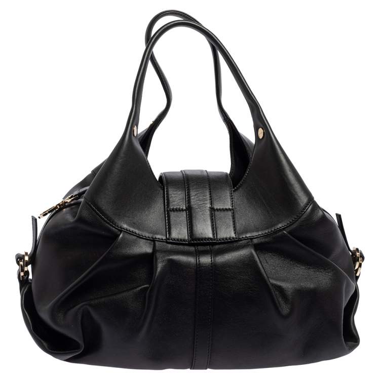 Pre Owned Bvlgari Black Leather Chandra Hobo
