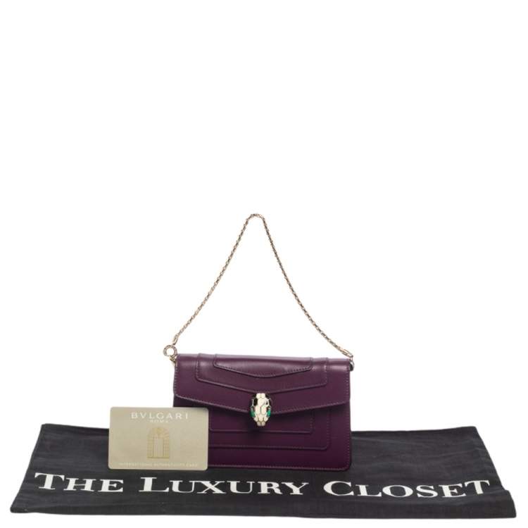 Pre Owned Bvlgari Purple Leather Serpenti Forever Chain Pochette 