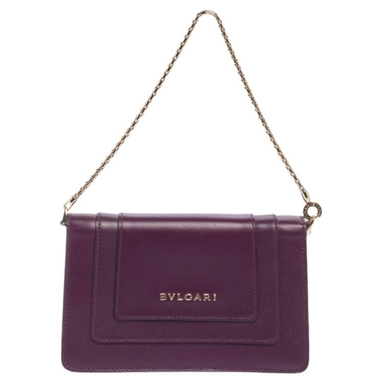 Pre Owned Bvlgari Purple Leather Serpenti Forever Chain Pochette 