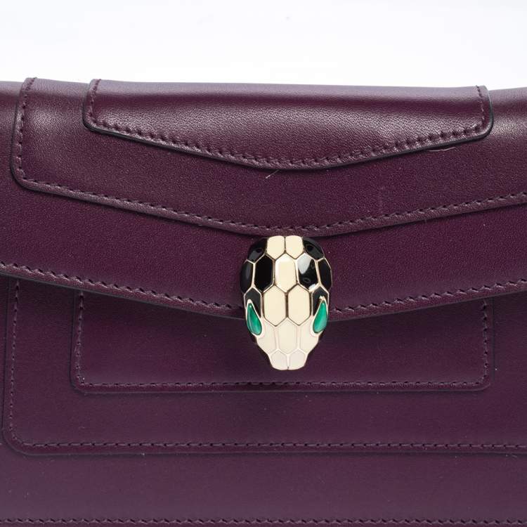 Pre Owned Bvlgari Purple Leather Serpenti Forever Chain Pochette 