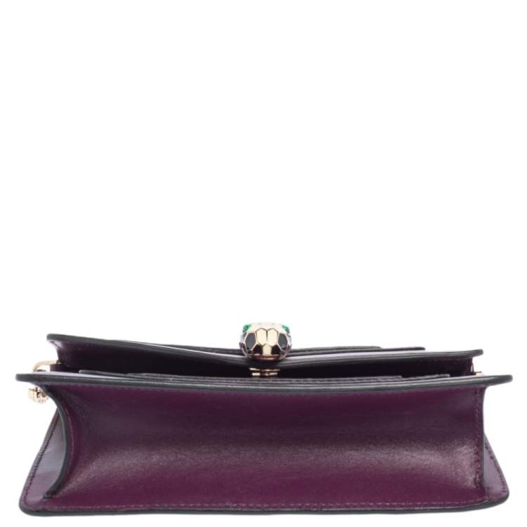 Pre Owned Bvlgari Purple Leather Serpenti Forever Chain Pochette 
