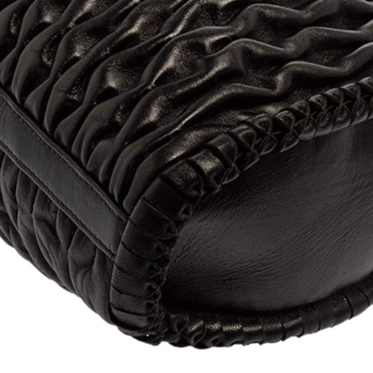 Pre Owned Bvlgari Black Matelassé Leather Twistino Tina Tote