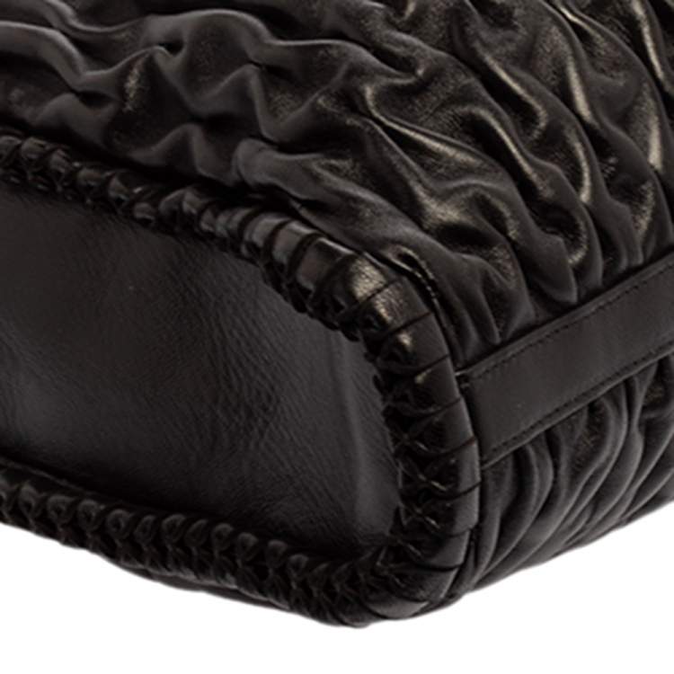 Pre Owned Bvlgari Black Matelassé Leather Twistino Tina Tote