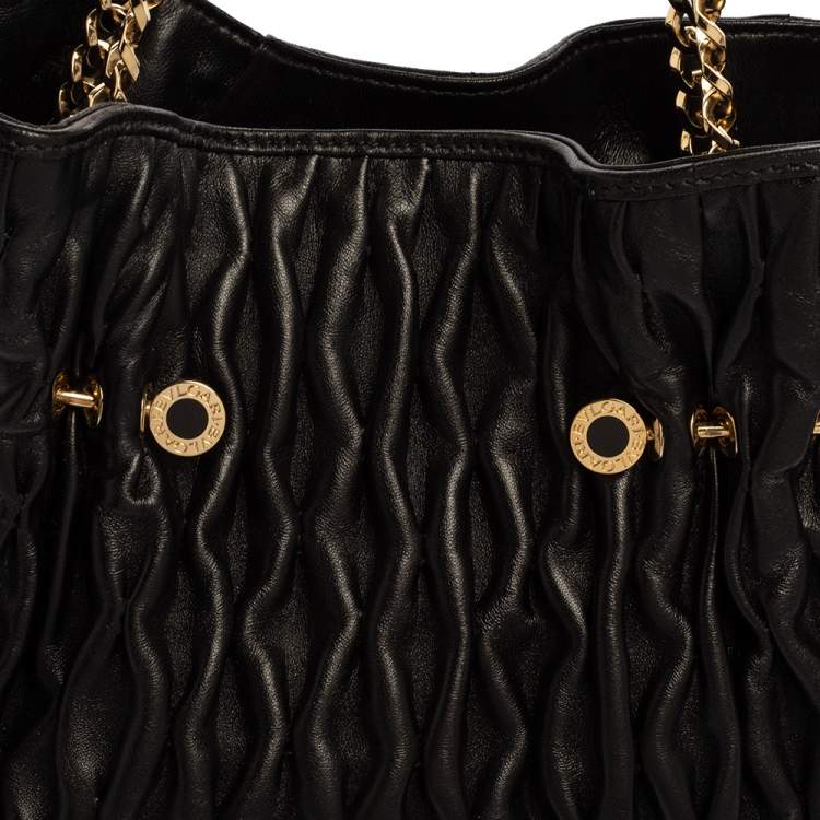 Pre Owned Bvlgari Black Matelassé Leather Twistino Tina Tote