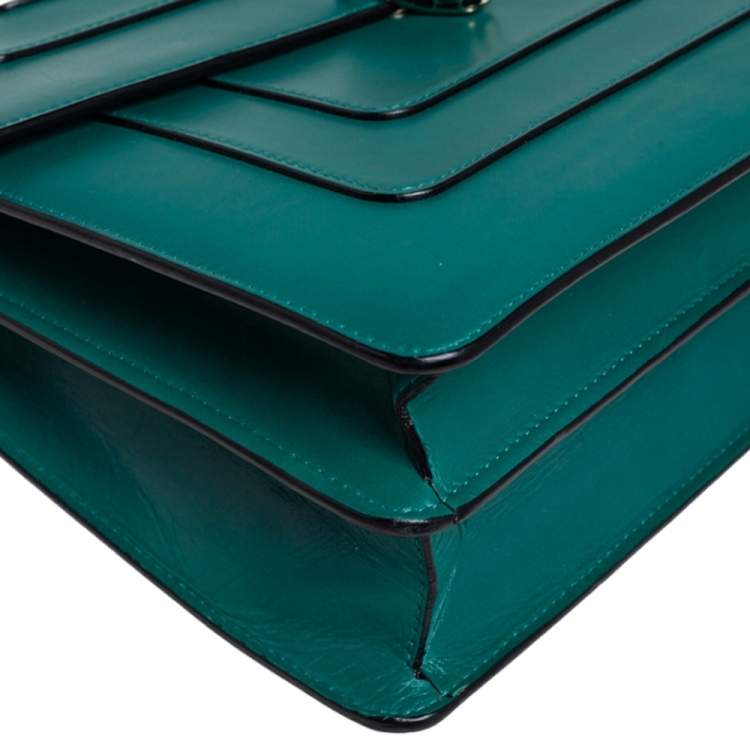 Pre Owned Bvlgari Green Leather Large Serpenti Forever Shoulder Bag
