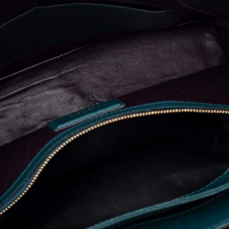 Pre Owned Bvlgari Green/Black Leather Medium Serpenti Viper Top Handle Bag