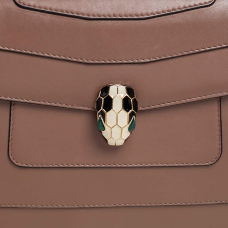 Pre Owned Bvlgari Brown Leather Medium Serpenti Forever Shoulder Bag