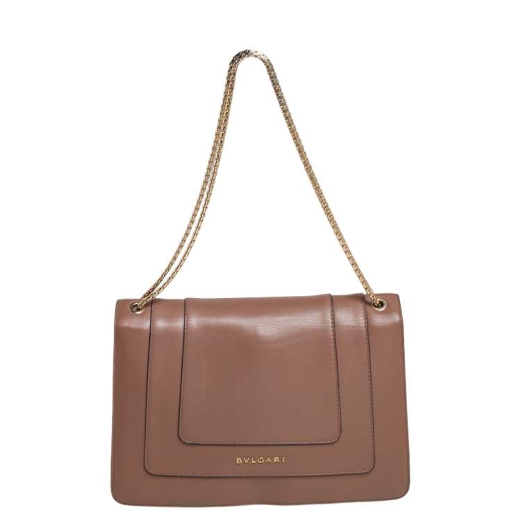 Pre Owned Bvlgari Brown Leather Medium Serpenti Forever Shoulder Bag