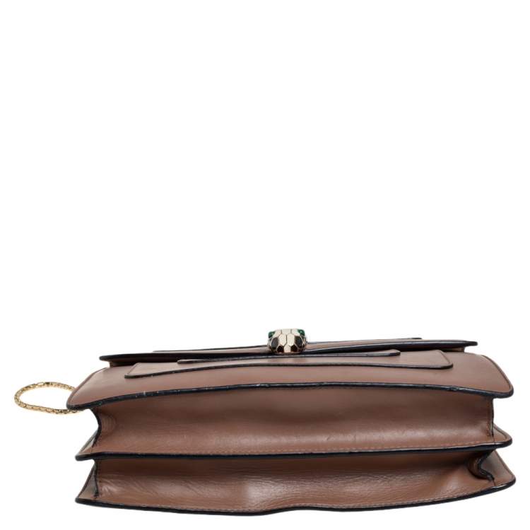Pre Owned Bvlgari Brown Leather Medium Serpenti Forever Shoulder Bag