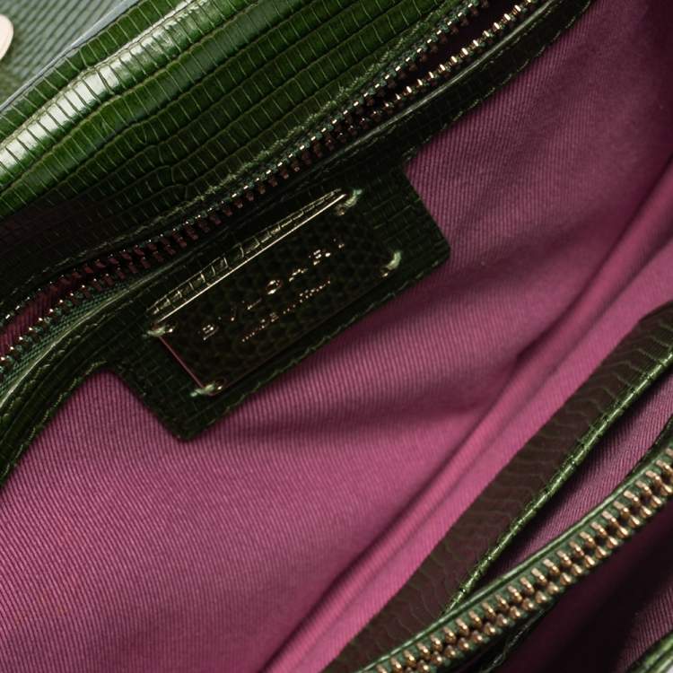 Pre Owned Bvlgari Green Lizard Medium Serpenti Forever Shoulder Bag