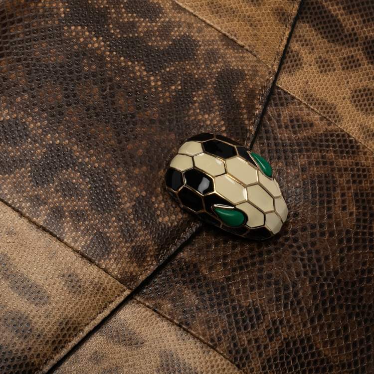 Pre Owned Bvlgari Beige/Brown Karung Serpenti Forever Flap Shoulder Bag