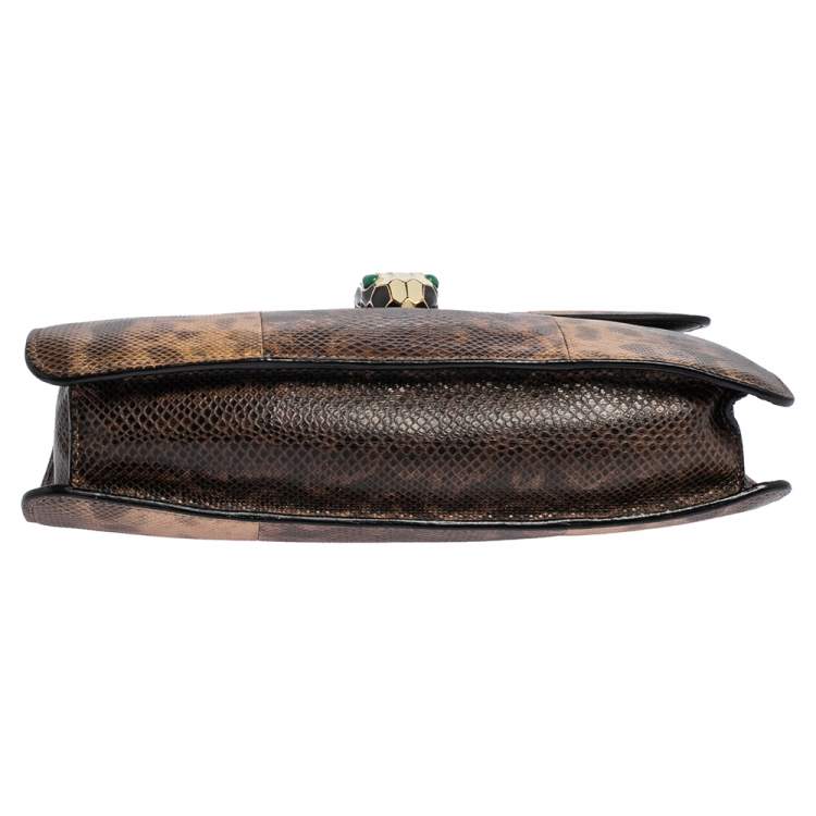 Pre Owned Bvlgari Beige/Brown Karung Serpenti Forever Flap Shoulder Bag