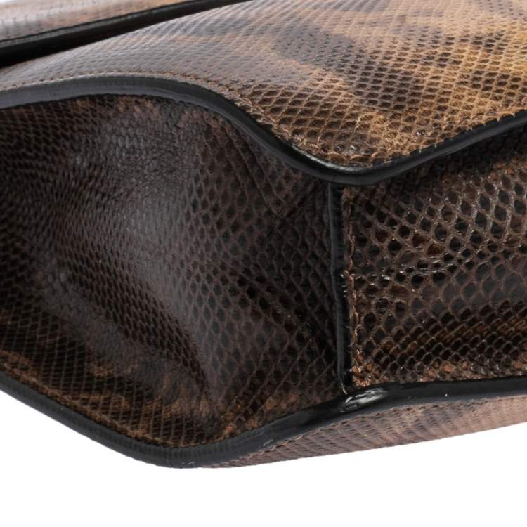 Pre Owned Bvlgari Beige/Brown Karung Serpenti Forever Flap Shoulder Bag