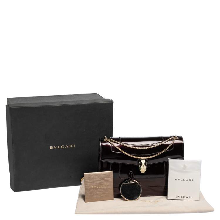 Pre Owned Bvlgari Plum Patent Leather Medium Serpenti Forever Shoulder Bag