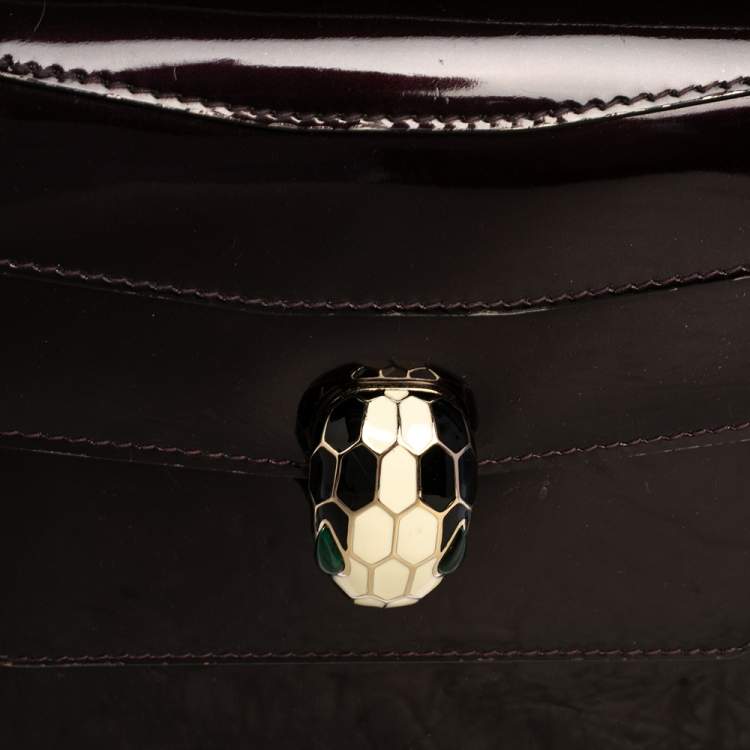 Pre Owned Bvlgari Plum Patent Leather Medium Serpenti Forever Shoulder Bag
