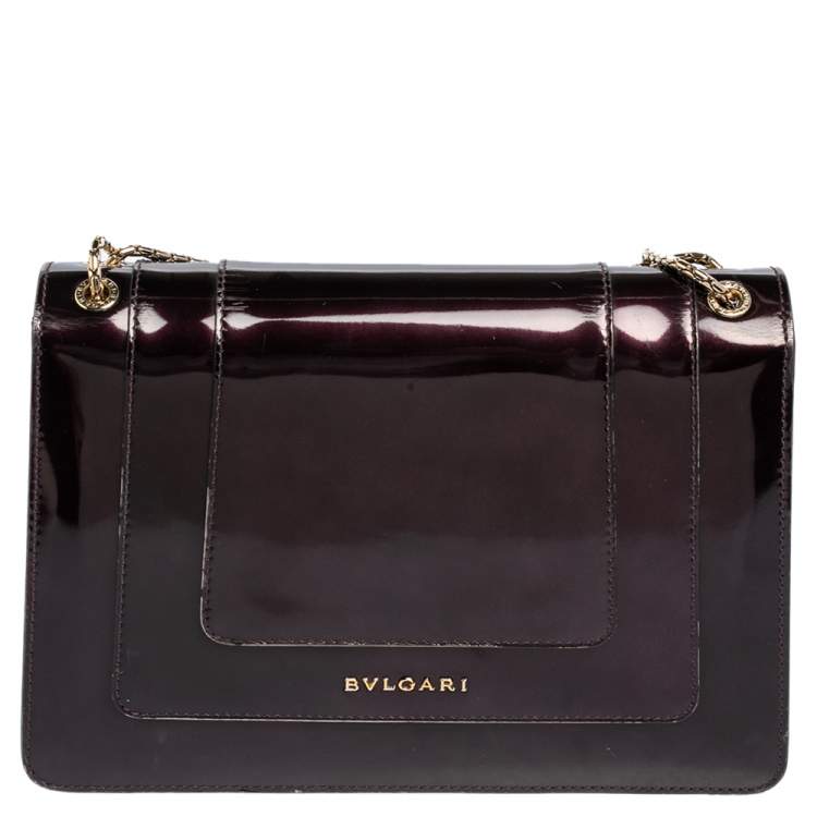 Pre Owned Bvlgari Plum Patent Leather Medium Serpenti Forever Shoulder Bag