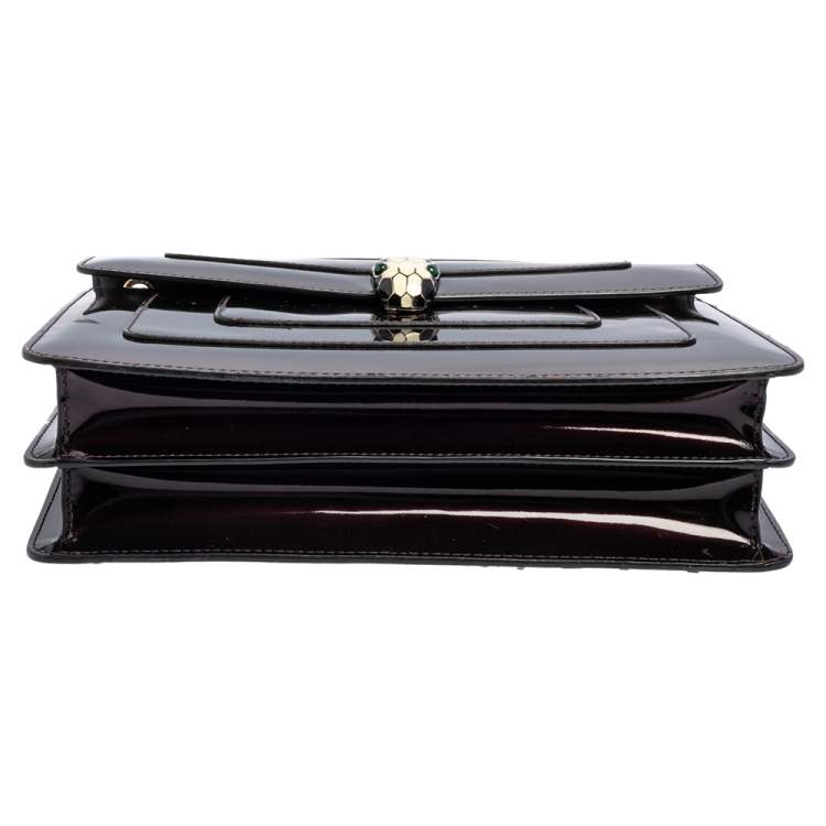 Pre Owned Bvlgari Plum Patent Leather Medium Serpenti Forever Shoulder Bag