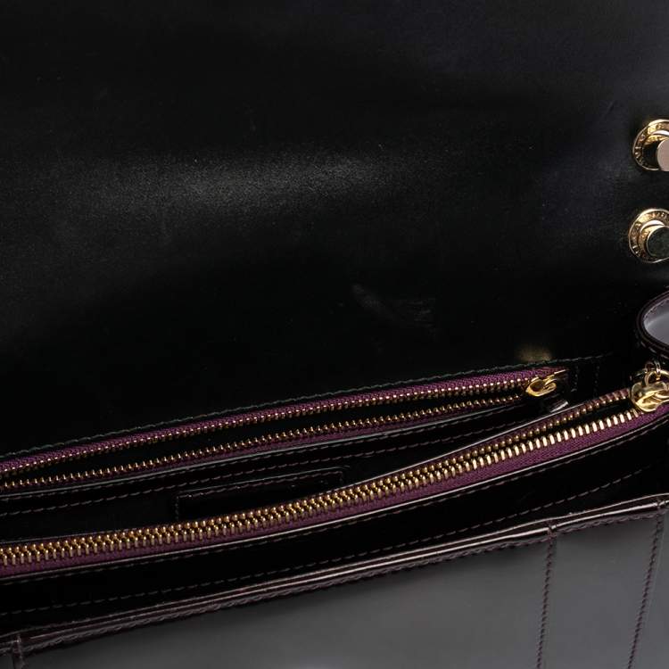 Pre Owned Bvlgari Plum Patent Leather Medium Serpenti Forever Shoulder Bag