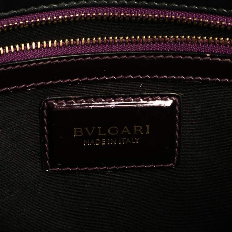 Pre Owned Bvlgari Plum Patent Leather Medium Serpenti Forever Shoulder Bag