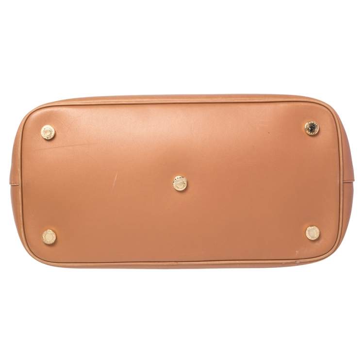 Pre Owned Bvlgari Tan Leather Isabella Rossellini Top Handle Bag