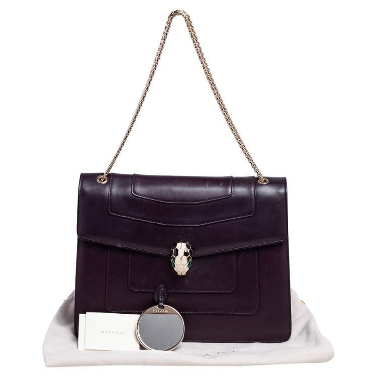 Pre Owned Bvlgari Plum Leather Large Serpenti Forever Shoulder Bag