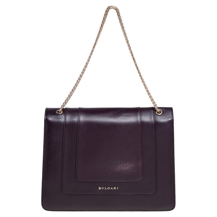 Pre Owned Bvlgari Plum Leather Large Serpenti Forever Shoulder Bag