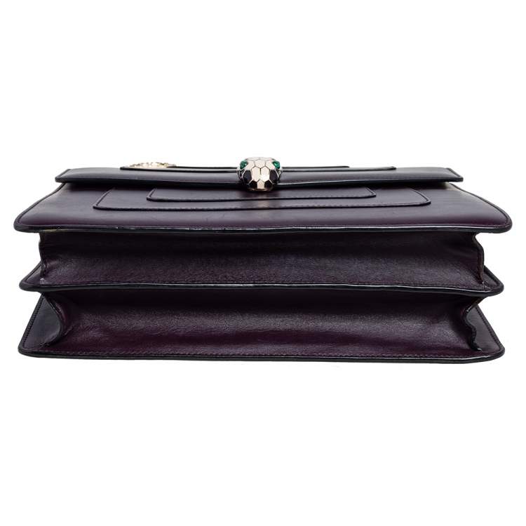 Pre Owned Bvlgari Plum Leather Large Serpenti Forever Shoulder Bag