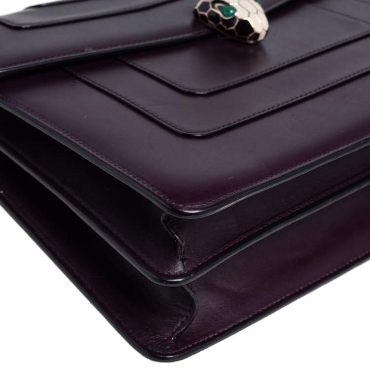 Pre Owned Bvlgari Plum Leather Large Serpenti Forever Shoulder Bag