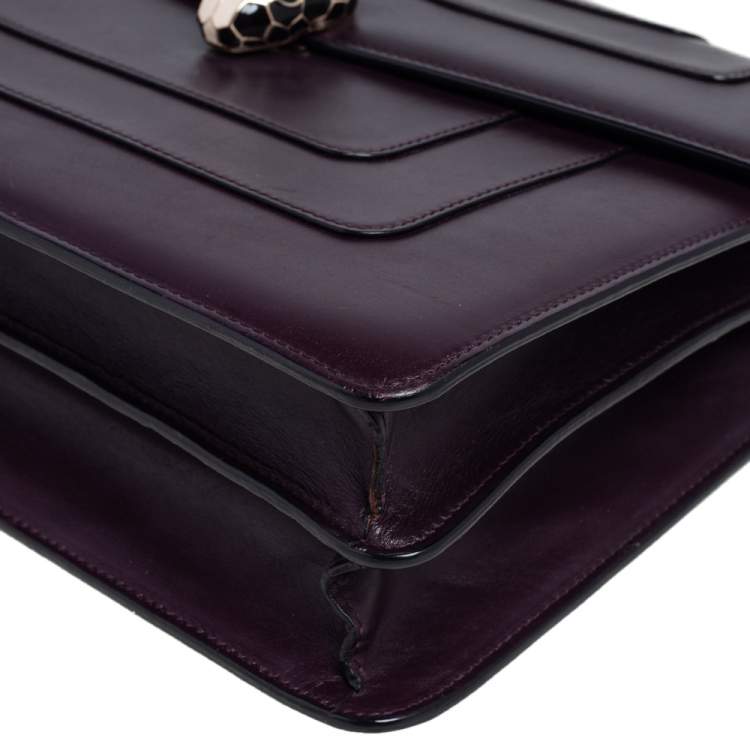 Pre Owned Bvlgari Plum Leather Large Serpenti Forever Shoulder Bag