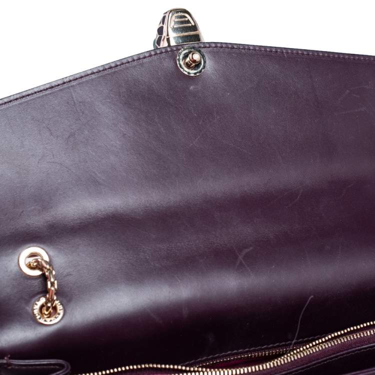 Pre Owned Bvlgari Plum Leather Large Serpenti Forever Shoulder Bag