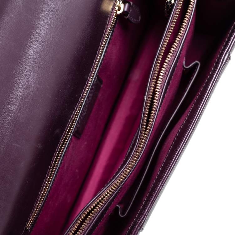 Pre Owned Bvlgari Plum Leather Large Serpenti Forever Shoulder Bag