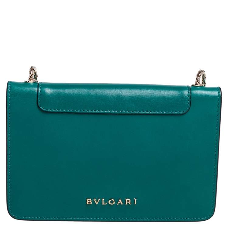 Pre Owned Bvlgari Green Leather Mini Serpenti Forever Crossbody Bag
